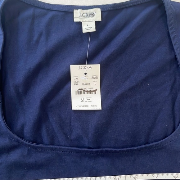 NWT J Crew Cap-sleeve stretch cotton-blend squareneck tank top Size Large - Picture 5 of 6